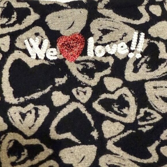 Desigual Black & Tan Heart Print Dress Cap Sleeves Pullover Short Size S - Picture 6 of 8